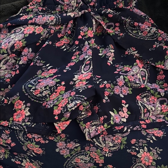 Floral Cold Shoulder Skorts Dress Navy Blue and Pink Girl’s Size 8 - Picture 4 of 4